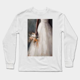 Fleeting Moment: Bride Dropping Bouquet Painting Long Sleeve T-Shirt